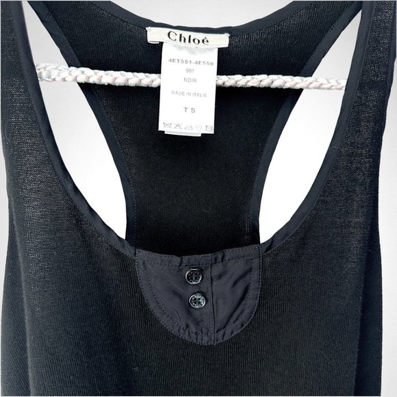 Chloé Jersey/Silk Tie Waist Racerback Tank - Picture 3 of 9